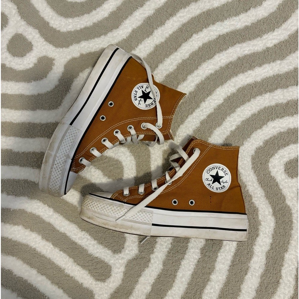 CUSTOM brown platform converse